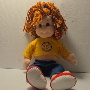 Cuddly Crystal Ty Beanie Boppers Reddish Brown Yarn Hair Yellow Tshirt Red Shoes